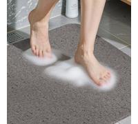 COSYLAND Alfombrilla Ducha Antideslizante 40x60cm - Loofah de PVC Suave, Secado Rápido, Sin Ventosas, para Baño y Ducha - Gris