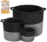 COSYLAND Cestos para la colada Juego de 3 Cestas 40 x 37 x 40 cm Negro y Gris