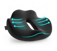 COSYLAND Cojin Silla Oficina, Cojín Ergonómico para Coxis de Espuma Viscoelástica, Cojín Asiento Ideal para Silla Ordenador, Gaming y Coche, Funda Lavable, Negro, 44×37x10.5 cm