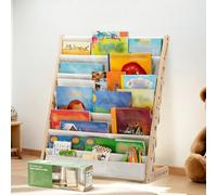 COSYLAND Estantería de Madera para niños, Estante de exhibición para niños, 6 Capas, estantería de Tela para niños, Adecuada para habitación de niños y guardería (24.8 Pulgadas, Amarillo Pino)