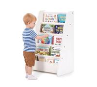 COSYLAND Estantería Libros Infantil Librería Frontal 4 Bolsillos de Tela | Portadas a la vista, a su altura; cantos redondeados y base estrecha; para dormitorio infantil, rincón de lectura y guardería