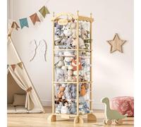 COSYLAND Organizador Peluches - Almacenaje Juguetes para Niños, Ahorrar Espacio Guarda Juguetes Infantil, Gran Capacidad Baúl para Sala de Juegos, Natural (Castillo sin Cuerda Colgante)