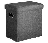 COSYLAND Puff Almacenaje 40L, Banco Almacenaje, Capacidad de Carga 200 kg, Tapizado Lino, Baúl para Dormitorio, Salón, Entrada, Organizador Multifuncional, Plegable, Gris Antracita, 42x27x42cm