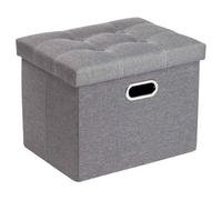 COSYLAND Puff Almacenaje 40L, Banco Almacenaje, Capacidad de Carga 200 kg, Tapizado Lino, Baúl para Dormitorio, Salón, Entrada, Juguetes, Organizador, Plegable, Gris Claro Neutro, 43x33x33cm