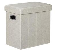 COSYLAND Puff Almacenaje 40L, Banco Almacenaje, Capacidad de Carga 200 kg, Tapizado Lino, Baúl para Dormitorio, Salón, Entrada, Organizador Multifuncional, Plegable, Gris Beige, 42x27x42cm