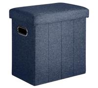 COSYLAND Puff Almacenaje 40L, Banco Almacenaje, Capacidad de Carga 200 kg, Tapizado Lino, Baúl para Dormitorio, Salón, Entrada, Organizador Multifuncional, Plegable, Azul Medianoche, 42x27x42cm