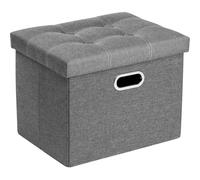 COSYLAND Puff Almacenaje 40L, Banco Almacenaje, Capacidad de Carga 200 kg, Tapizado Lino, Baúl para Dormitorio, Salón, Entrada, Juguetes, Organizador Multifuncional, Plegable, Gris, 43x33x33cm