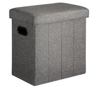 COSYLAND Puff Almacenaje 40L, Banco Almacenaje, Capacidad de Carga 200 kg, Tapizado Lino, Baúl para Dormitorio, Salón, Entrada, Organizador Multifuncional, Plegable, Gris Ceniza, 42x27x42cm