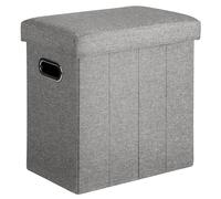 COSYLAND Puff Almacenaje 40L, Banco Almacenaje, Capacidad de Carga 200 kg, Tapizado Lino, Baúl para Dormitorio, Salón, Entrada, Organizador Multifuncional, Plegable, Gris Perla, 42x27x42cm