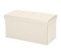 COSYLAND Puff Almacenaje 80L, Banco Almacenaje, Capacidad de Carga 200 kg, Tapizado PVC, Baúl para Dormitorio, Salón, Entrada, Juguetes, Organizador, Plegable, Beige Claro, 76x38x38cm