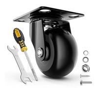 COSYLAND Ruedas para Muebles Pesados 50 mm, Juego de 4 Ruedas Giratorias 360° con Placa, Hasta 300 kg, No Dejan Marcas, para Transporte y Movimiento de Muebles, 4 Ruedas sin Freno, Negro