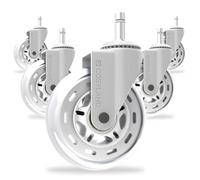 COSYLAND Ruedas para silla de oficina, juego de 5 ruedas de goma de repuesto, rodillos resistentes para silla de oficina, sin ruido, se adapta al 98% de las sillas, para todos los suelos (blanco)