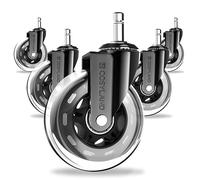COSYLAND Ruedas Silla Oficina, 5 PCS 11x22 mm Ruedas Silla Gaming, Rotación de 360°, Silenciosas, con Capacidad Máxima de Carga de 295 kg, Adecuadas Para Suelos de Parqué, Alfombras y Suelos Duros
