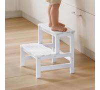 COSYLAND Taburete de Niños con 2 Peldaños - Escalón Infantil para 18 Meses en Adelante - Ideal para Cocina, Baño y Dormitorio - Blanco