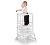 COSYLAND Torre de Aprendizaje Montessori de Niños - Torre de Aprendizaje para Bebés de 1 a 6 Años - 3 Niveles de Altura Regulable - Blanco Clásico