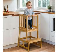 COSYLAND Torre de Aprendizaje Montessori para Niños Mayores de 18 Meses, Estructura Antivuelco y Estable (Natural Bamboo)