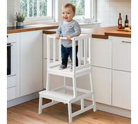 COSYLAND Torre de Aprendizaje Montessori para Niños Mayores de 18 Meses, Estructura Antivuelco y Estable (Blanco Cremoso)