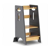 COSYLAND Torre de Aprendizaje para Niños - Torre de Aprendizaje de Madera para Bebés de 1 a 6 Años - Altura Ajustable en 3 Niveles - 80CM - Gris Clásico y Natural