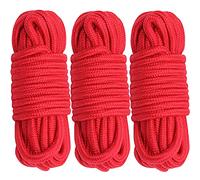 Cosymate Cuerda de algodón suave para encuadernar cuerda de algodón grueso multiusos, cuerda de amarre de nudo trenzado, 8 mm de diámetro, 10 m de largo, paquete de 3, rojo