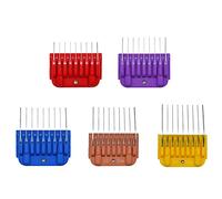 COSYONALL Juego de peines guía de perro de acero inoxidable de 5 colores, longitud de corte de 1/8"-5/8" para hoja desmontable 10#/15#/30# A5, compatible con Andis, Oster A5, Wahl KM Series Clipper