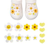 Cosysparks Adornos de Zapatos, 12 piezas lindas adornos para zapatos margaritas de girasol para adultos, adolescentes y niños Shoe Charms encanto de los zapatos de bricolaje para niñas