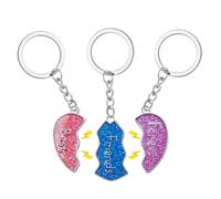 Cosysparks Llavero Mejores Amigas para 3, Bff Mejor Amigo Llavero Corazón Regalos Despedida Amiga Lindos Regalos para ei Mejor Amigo Niños Regalos de Amistad (Rosa, Azul, Púrpura)