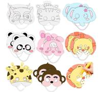 Cosysparks Mascarillas de Animales, 16 Piezas Máscara Blanca para Pintar Mascara para Pintar Niños Casero Mascara Manualidades Pintar Relleno de Bolsos de Fiesta Infantil