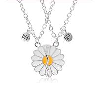 Cosysparks Mejores Amigas Collares, Bff Gift Daisy Magnetic Friendship Collar Lady And Girl Matching Collar (Plateado)