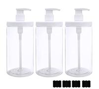 Cosywell Botellas de plástico rellenables, Botellas vacías de Boca Ancha, sin BPA, para loción, champú, acondicionador (Blanco, 3 Unidades de 1000 ml)