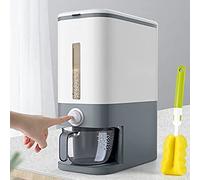 Cosyzone Dispensador de arroz grande, contenedor de grano grande con tapa, cilindro de medición, a prueba de humedad, dispensador de cereales para el hogar, cubo para cocina, soja y maíz