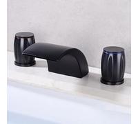 COSZWQDP Juego de Grifo Cascada for Lavabo Tres Orificios, baño Piezas con Doble manija y Montaje en Cubierta(Slt3pc9-b)
