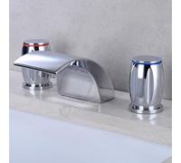 COSZWQDP Juego de Grifo Cascada for Lavabo Tres Orificios, baño Piezas con Doble manija y Montaje en Cubierta(Slt3pc9-c)