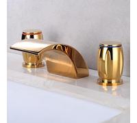 COSZWQDP Juego de Grifo Cascada for Lavabo Tres Orificios, baño Piezas con Doble manija y Montaje en Cubierta(Slt3pc9-g)