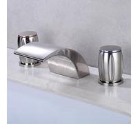 COSZWQDP Juego de Grifo Cascada for Lavabo Tres Orificios, baño Piezas con Doble manija y Montaje en Cubierta(Slt3pc9-l)