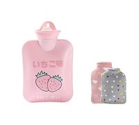 COTCLO Bolsa de agua caliente Mini compresa caliente Estómago Bolsa de agua caliente Bolso de agua para estudiante Bolsa de agua de felpa de agua caliente Bolsa de agua caliente-Rosa fresa, 900ml