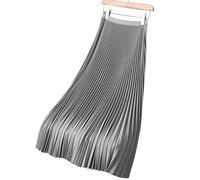 COTCLO Falda larga de satén plisada larga para mujer, primavera, verano, cintura elástica, falda para mujer, falda salvaje de oficina