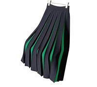 COTCLO Falda larga para mujer, falda de punto midi para mujer, falda larga plisada de colores mixtos, falda de cintura alta para mujer, verde, 52