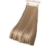 COTCLO Falda larga plisada de satén para mujer, falda larga plisada para primavera y verano, falda elástica para mujer, falda salvaje de oficina