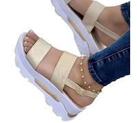 COTCLO Sandalias de verano para mujer, sandalias de tacón ligero, zapatos de verano para mujer, sandalias de cuña con plataforma, zapatos de cuña
