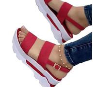 COTCLO Sandalias de verano para mujer, sandalias de tacón ligero, zapatos de verano para mujer, sandalias de cuña con plataforma, zapatos de cuña
