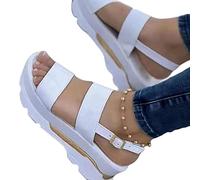 COTCLO Sandalias de verano para mujer, sandalias de tacón ligero, zapatos de verano para mujer, sandalias de cuña con plataforma, zapatos de cuña