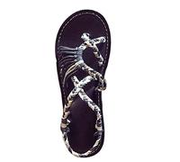 COTCLO Sandalias de verano Sandalias de verano Zapatos de mujer Color a juego Nudo de cuerda Sandalias de dedo del pie Sandalias cómodas Mujeres Zapatos de talla grande