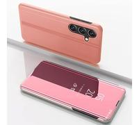 COTDINFOR Compatible con Samsung Galaxy A26 Funda Espejo Slim Ligero Flip Clear View Standing Rigida Cover Bumper Case Shockproof Protectora Fundas Caso para Galaxy A26 Case Mirror PC Oro Rosa MX.