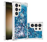 COTDINFOR Compatible con Samsung Galaxy S24 Ultra Liquid Case Glitter Cute Clear Phone Case Shiny Quicksand Shock Protective Soft TPU Girly Women Case for Samsung Galaxy S24 Ultra Love Blue YB