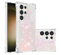 COTDINFOR Compatible con Samsung Galaxy S24 Ultra Liquid Case Glitter Cute Clear Phone Case Shiny Quicksand Shock Protective Soft TPU Girly Women Case for Samsung Galaxy S24 Ultra Star Pink YB