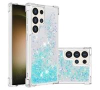 COTDINFOR Compatible con Samsung Galaxy S24 Ultra Liquid Case Glitter Cute Clear Phone Case Shiny Quicksand Shock Protective Soft TPU Girly Women Case for Samsung Galaxy S24 Ultra Star Blue YB