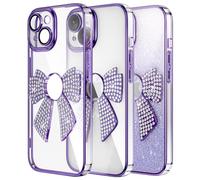 COTDINFOR Funda para Apple iPhone 15 Carcasa Brillante para Niña Mujere,Purpurina Diamante Glitter Brillo Cuerpo Completo Funda Protectora Back-Cover Slim para iPhone 15 Purple KDL.