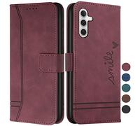 COTDINFOR Funda tipo cartera para Samsung Galaxy A17 5G, funda de piel con tarjetero y función atril, protección magnética de cuerpo completo, a prueba de golpes, para Samsung Galaxy A17 5G, vino