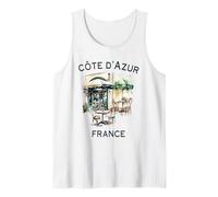 Côte d'Azur French Art Café Viajes Mar Mediterráneo Francia Camiseta sin Mangas