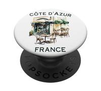 Côte d'Azur French Art Café Viajes Mar Mediterráneo Francia PopSockets PopGrip Adhesivo
